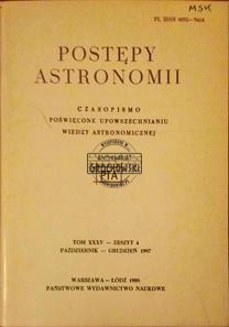 Postępy astronomii Tom  XXXV Zeszyt 4 Październik - Grudzień 1987