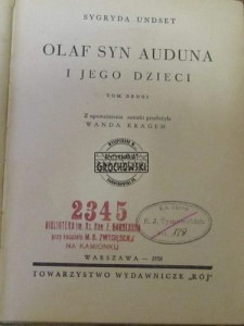 Olaf syn Auduna i jego dzieci tom II UNDSET 1938