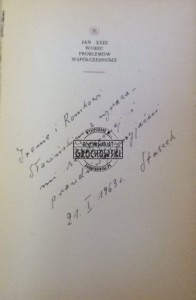 AUTOGRAF Stanisław Markiewicz JAN XXIII WOBEC PROBLEMÓW WSPÓŁCZESNOŚCI