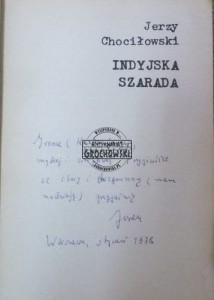 AUTOGRAF Jerzy Chociłowski  INDYJSKA SZARADA