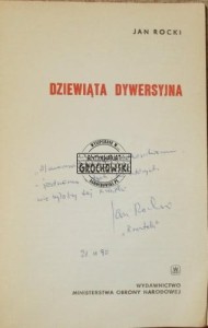 AUTOGRAF Jan Rocki  DZIEWIĄTA DYWERSYJNA