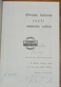 AUTOGRAF  Marek Kośmider  SWÓJ CZŁOWIEK