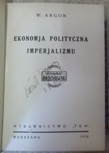Ekonomja polityczna imperjalizmu  ARGON  1936