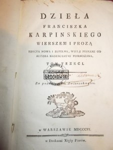 Dzieła Fr. KARPIŃSKIEGO, tom 3 1806
