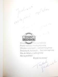 AUTOGRAF TOMASZ SADOWSKI Przy nocnej lapce wina