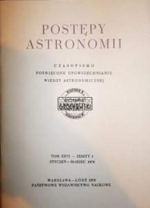 Postępy Astronomii, zeszyt 1, 1978