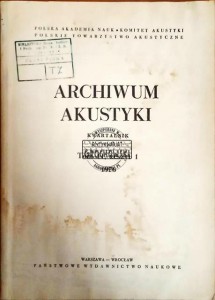 Archiwum Akustyki T.11 zeszyt 1