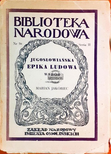 637390 Jugosławańska epika ludowa, Wybór