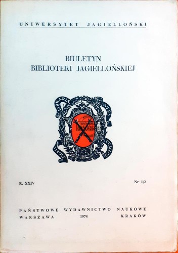 639859 Biuletyn Biblioteki Jagiellońskiej, Nr. 1/2 1974 r.