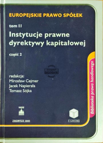 648282 Instytucje prawne dyrektywy kapitałowej. Część II