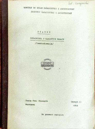 648850 Statut Uzdrowiska w karlowych warach Czechosłowacja