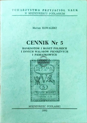 661053 Cennik nr. 5 banknotów i monet polskich i innych walorów pieniężnych i pamiątkowych