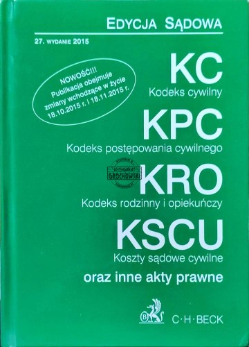 661959 Kodeks cywilny, Kodeks postępowania cywilnego, Kodeks rodzinny i opiekuńczy, Koszty sądowe cywilne oraz inne akty prawne