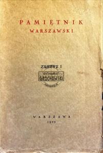 Pamiętnik warszawski, zeszyt I