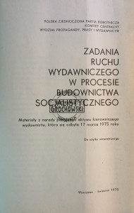 Zadania ruchu wydawniczego w procesie budownictwa socjalistycznego