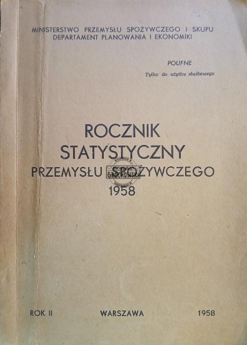 689198 Rocznik statystyczny przemysłu spożywczego 1958