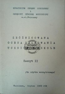 Zróżnicowana ocena zachowania uczniów w szkole, zeszyt 2