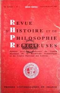 Revue d'Histoire et de Philosophie Religieuses. Nº1 Janvier-Mars 1988