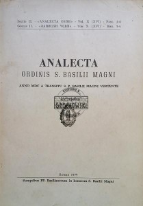 Analecta ordinis s. Basilii Magni / Antologia Orderu Świętego Bazylego Wielkiego