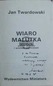 Wiaro malutka (autograf)