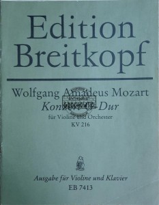 Konzert G-Dur fur Violine und Orchester. KV 216
