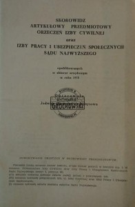 Skorowidz artykułowy przedmiotowy orzeczeń Izby Cywilnej