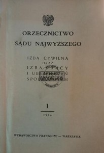 Orzecznictwo Śądu Najwyższego 1 / 1974