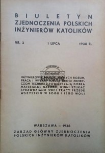 Biuletyn zjednoczenia polskich inżynierów katolików Nr. 3 / 1938