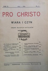 Pro Christo, Maj 1930
