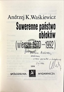 Suwerenne państwo obłoków (wiersze 1970-1992) (autograf)