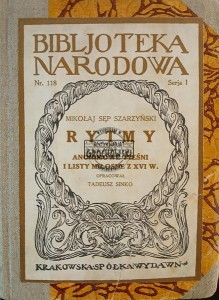 Rytmy oraz anonimowe pieśni i listy miłosne z XVI w.